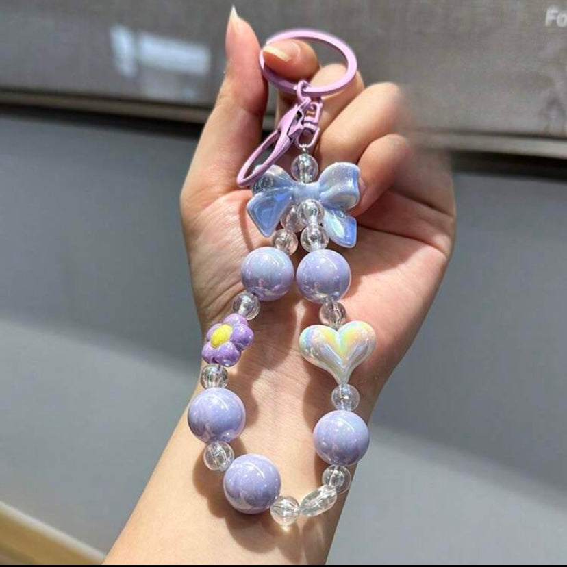 Pink Aura Beaded Charm Keychain 💖