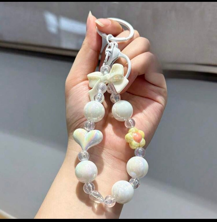 Pink Aura Beaded Charm Keychain 💖