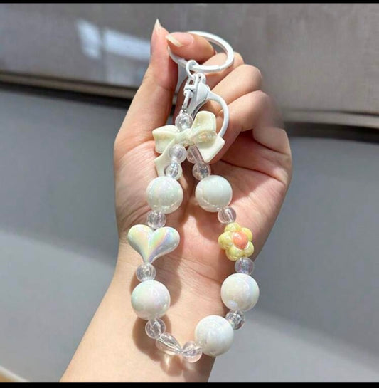 Pink Aura Beaded Charm Keychain 💖