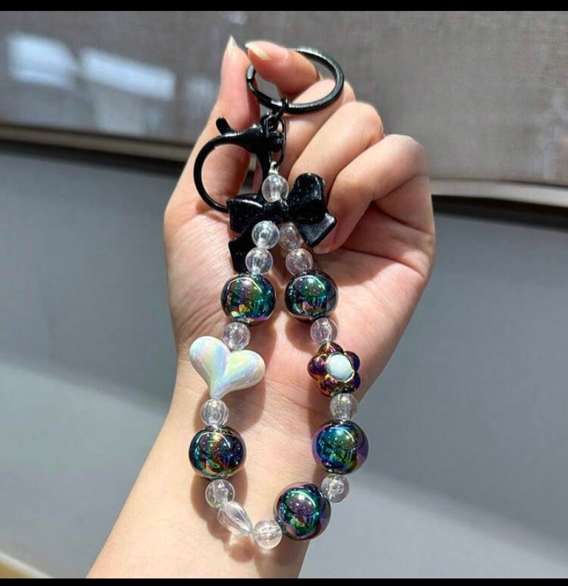 Pink Aura Beaded Charm Keychain 💖