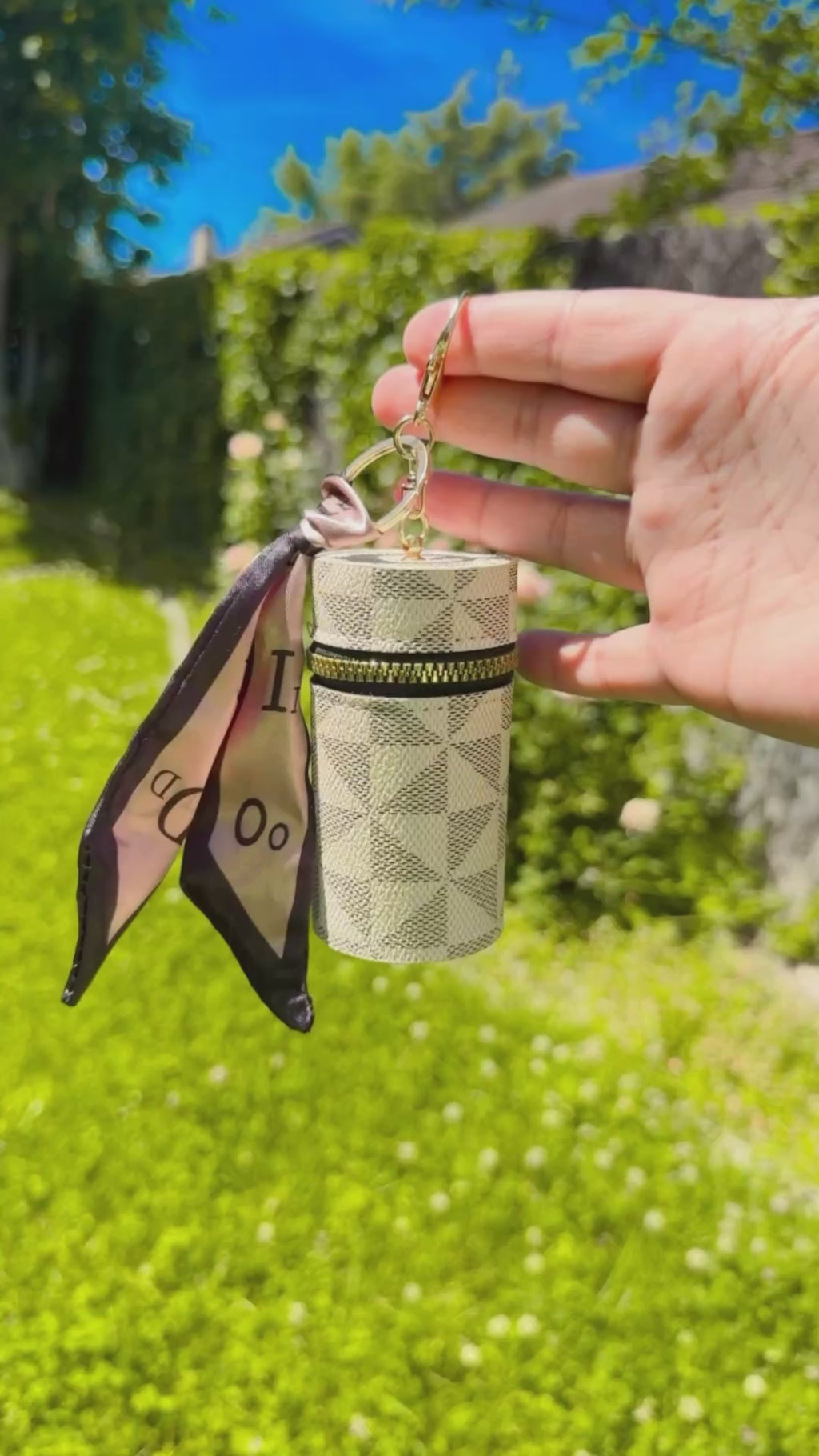 Mini Luxury Zipper Keychain Bag – Stylish Portable Coin & Lipstick Holder with Scarf Charm